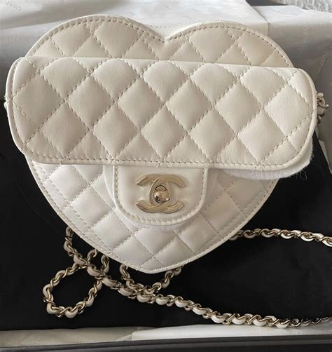 chanel white heart bag|chanel twin heart bag.